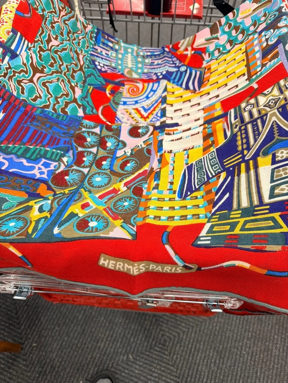 Vintage Hermes Red silk shawl